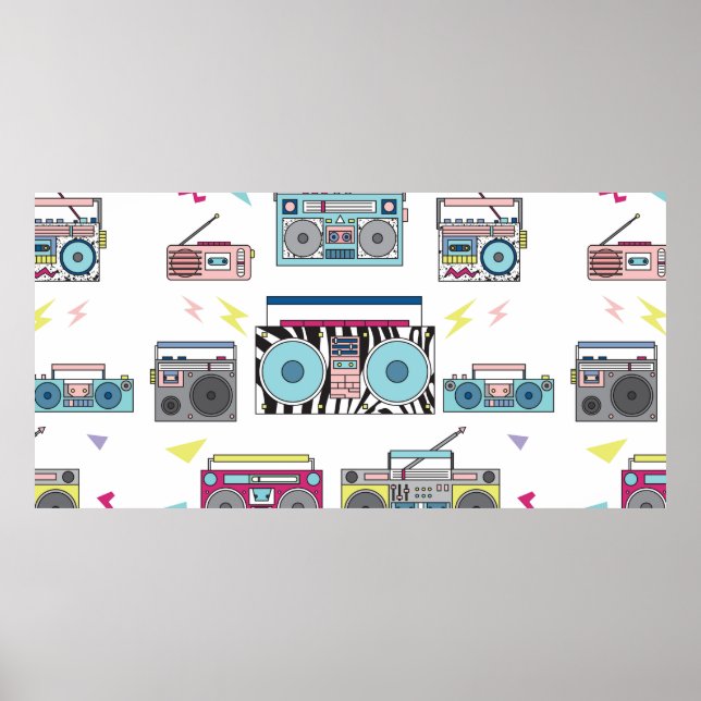 Poster Conjunto de vários jogadores de cassetes antigos.  (Frente)