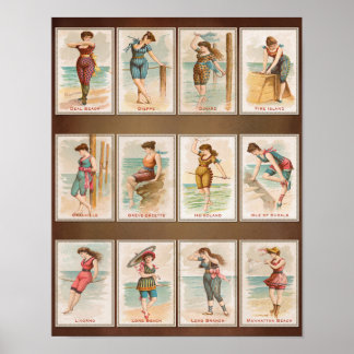 Poster Conjuntos de Belezas Vintage Bathing 2