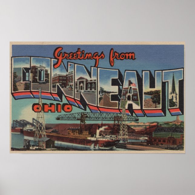 Poster Conneaut, Ohio - Cenas com Letras Grandes (Frente)