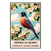 Connecticut State Bird - Americano Robin Vintage