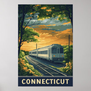 Poster Connecticut USA Vintage Illustration Viagem