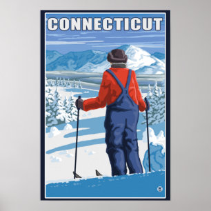 Poster ConnecticutSkier que admira a vista