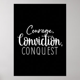 Poster Conquista de Coragem - Motivação do Sucesso do Hus