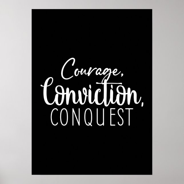 Poster Conquista de Coragem - Motivação do Sucesso do Hus (Frente)