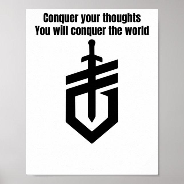 Poster Conquiste seus pensamentos - Design de espada moti (Frente)