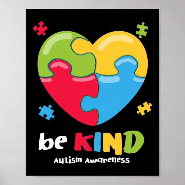Poster Consciência Autismo - Seja gentil Quebra-cabeça (Frente)