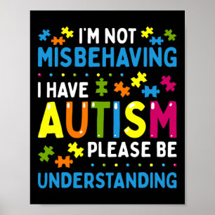 Poster Consciência Autista Não estou me comportando mal, 