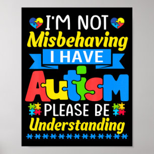 Poster Consciência Autista Não estou me comportando mal, 