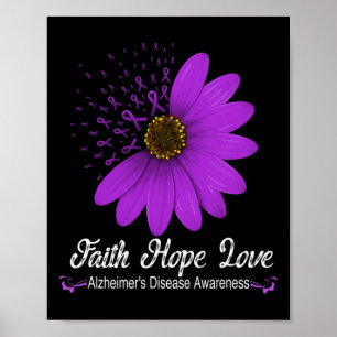 Poster Consciência da Doença Fé Esperança Amor Laço Roxo