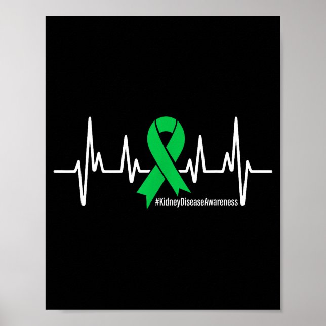 Poster Consciência da Doença Renal Coração Batimento Fita (Frente)