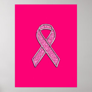 Poster Consciência da fita do rosa do estilo do brilho d