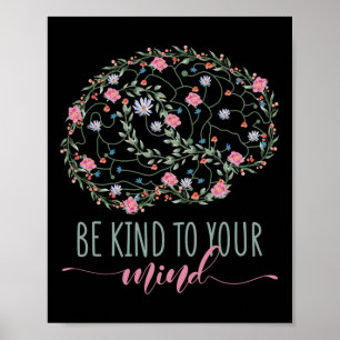 Poster Consciência da Saúde Mental Seja Gentil Com a Sua