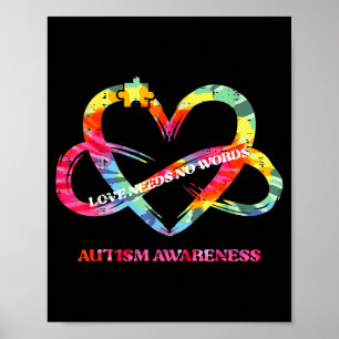 Poster Consciência do Autismo Amor Não Precisa de Palavra