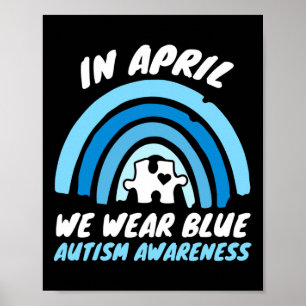 Poster Consciência do Autismo Azul Abril Amor Apoio Autis