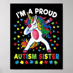 Poster Consciência do Autismo Garota Unicórnio Dabbing Or