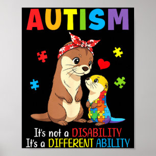 Poster Consciência do Autismo Mãe Lontra Habilidade Difer