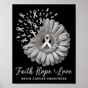 Poster Consciência do Cancer cerebral Mês Fé Esperança Am