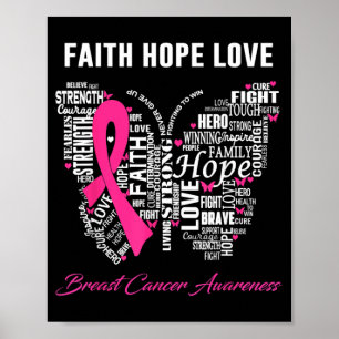 Poster Consciência do Câncer de Mama Fé Esperança Amor