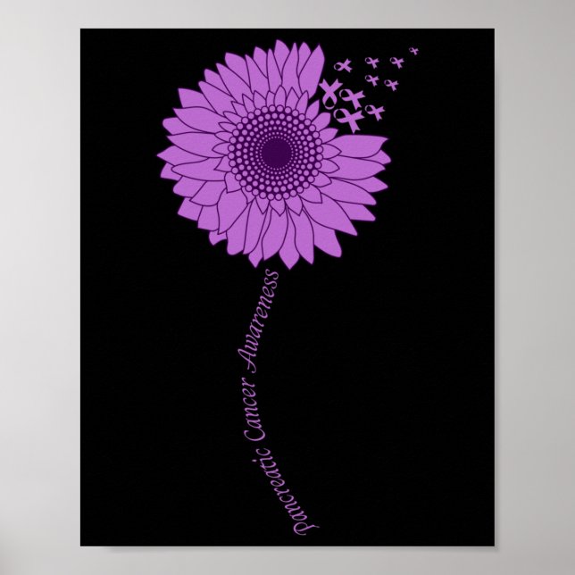 Poster Consciência do câncer de pâncreas Roxo de girassol (Frente)