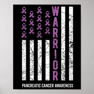 Poster Consciência do Câncer de pâncreas Roxo do Guerreir