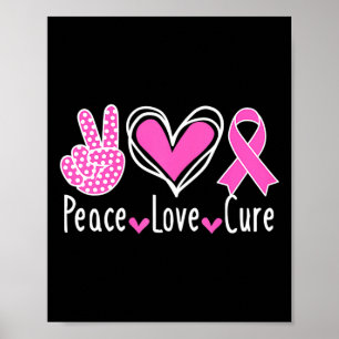 Poster Consciência do Cancer Figurino Pink Peace Love Cu