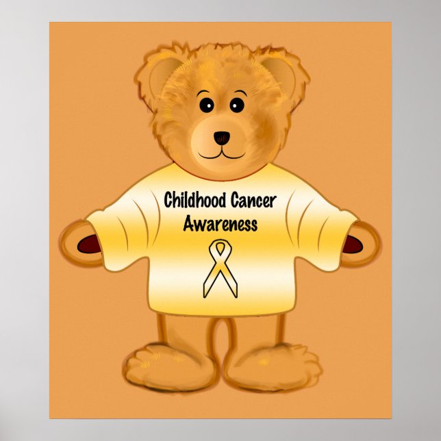 Poster Consciência do Cancer infantil com Urso de Teddy (Frente)