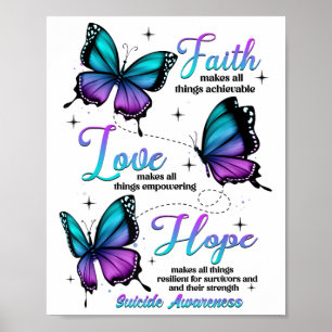 Poster Consciência do Suicídio Borboleta Fé Amor Esperanç