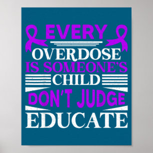 Poster Consciência sobre overdose não julgue eduque laço