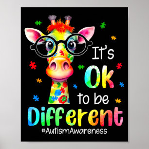 Poster Consciencialização do Autismo Girafa Fofa Animal E