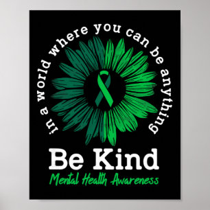 Poster Conscientização da Saúde Mental Fita Verde Girasso