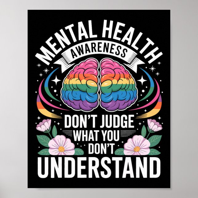 Poster Conscientização da Saúde Mental Não Julgue Compree (Frente)