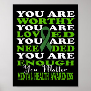 Poster Conscientização da Saúde Mental Verde Apoio Motiva