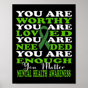 Poster Conscientização da Saúde Mental Verde Motivacional