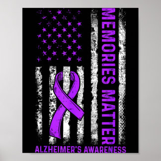 Poster Conscientização do Alzheimer bandeira americana do