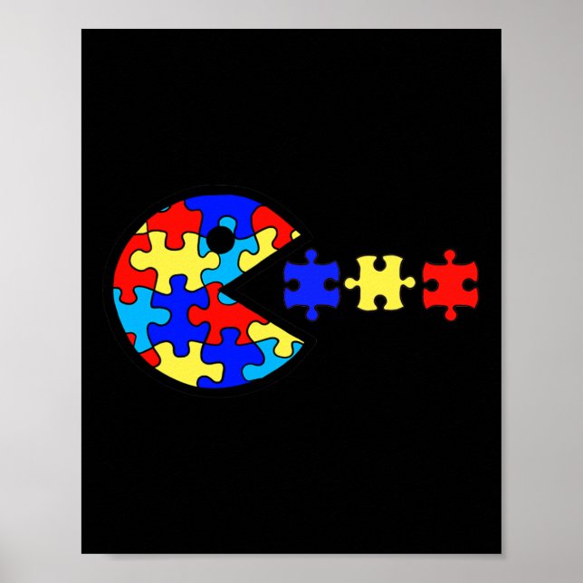 Poster Conscientização do Autismo Diversão Peça de Puzzle (Frente)