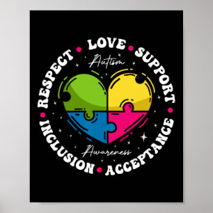 Poster Conscientização do Autismo Groovy Respeito Amor Ap