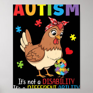 Poster Conscientização do Autismo Mãe Galinha Habilidade