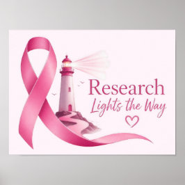 Poster Conscientização do Câncer de Mama Laço Rosa Pesqui