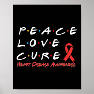 Poster Conscientização sobre Doenças Cardíacas Paz Amor C
