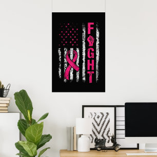 Poster Conscientização sobre o Câncer de Mama Bandeira EU