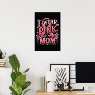 Poster Conscientização sobre o Câncer de Mama Eu Uso Rosa