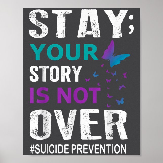 Poster Conscientização sobre Prevenção do Suicídio Fique  (Frente)