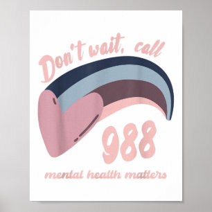 Poster Conscientização sobre Saúde Mental 988 e Prevenção