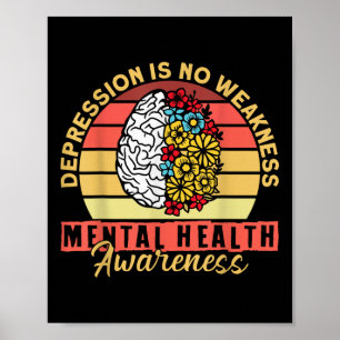 Poster Conscientização sobre Saúde Mental Depressão Preve