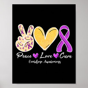 Poster Conscientização sobre Superdose Paz Amor Coração F