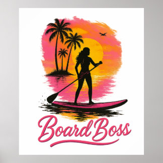 Poster Conselho Chefe SUP Girl Retro Sunset