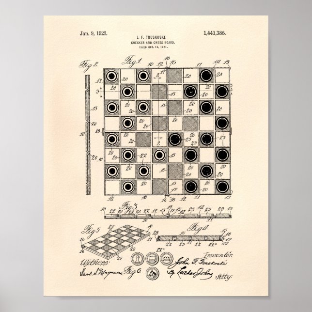 Poster Conselho Chess 1923, Anterior Arte Patente (Frente)