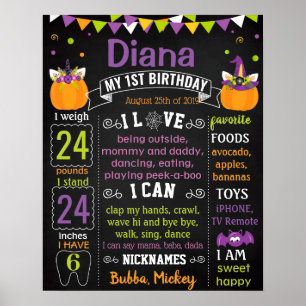 Poster conselho de Aniversário do Unicórnio Halloween