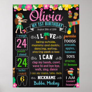 Poster Conselho de Aniversário do Verão de Luau Havaí