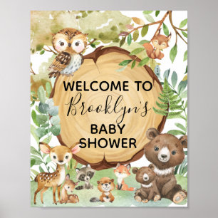 Poster Conselho de boas-vindas da Forest Woodland Animal 